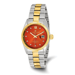 Charles-Hubert Two-Tone Yellow IP-plated Stainless Steel Quartz Red Dial with Dial Watch