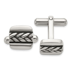 Chisel Stainless Steel Antiqued and Polished Cuff Links - JewelryAffairs