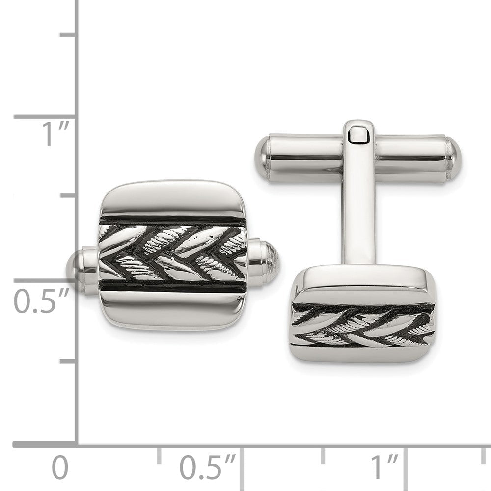 Chisel Stainless Steel Antiqued and Polished Cuff Links - JewelryAffairs