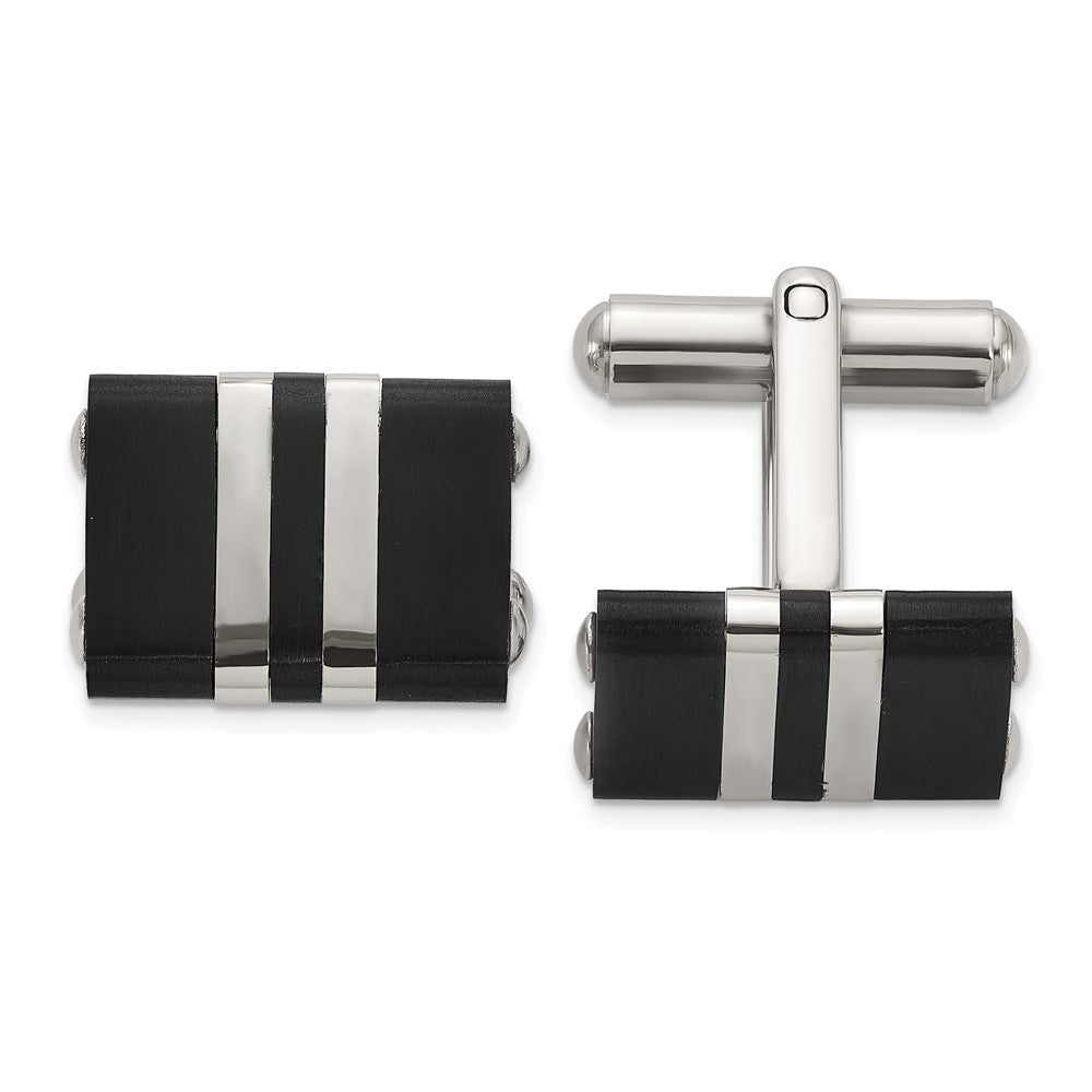 Chisel Stainless Steel Brushed and Polished Black IP - Plated Cuff Links - JewelryAffairs