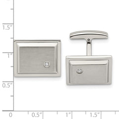 Chisel Stainless Steel Brushed and Polished CZ Rectangle Cufflinks - JewelryAffairs