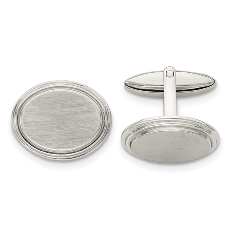 Chisel Stainless Steel Brushed and Polished Oval Cufflinks