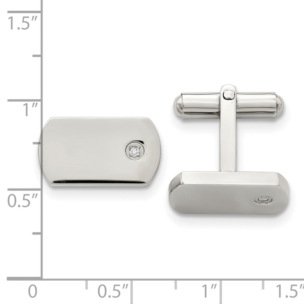 Chisel Stainless Steel Polished .03 Carat Diamond Cufflinks - JewelryAffairs
