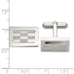 Chisel Stainless Steel Polished and Laser - cut Checkered Cuff Links - JewelryAffairs