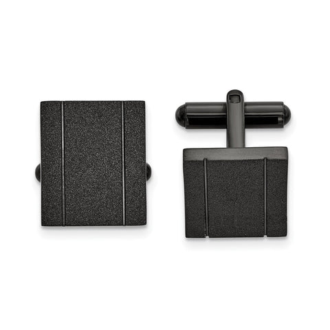 Chisel Stainless Steel Polished Black IP-Plated Laser cut Cufflinks