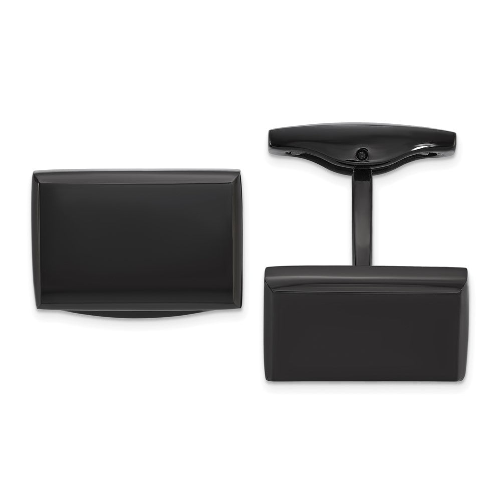 Chisel Stainless Steel Polished Black IP - Plated Rectangle Cuff Links - JewelryAffairs