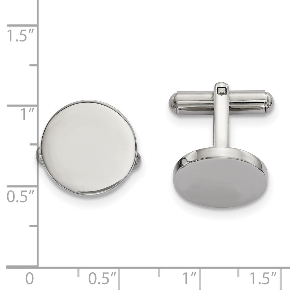 Chisel Stainless Steel Polished Circle Cufflinks - JewelryAffairs