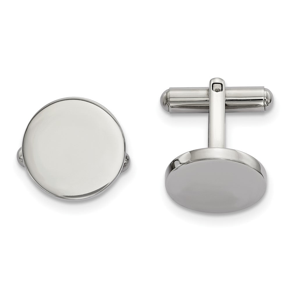 Chisel Stainless Steel Polished Circle Cufflinks - JewelryAffairs