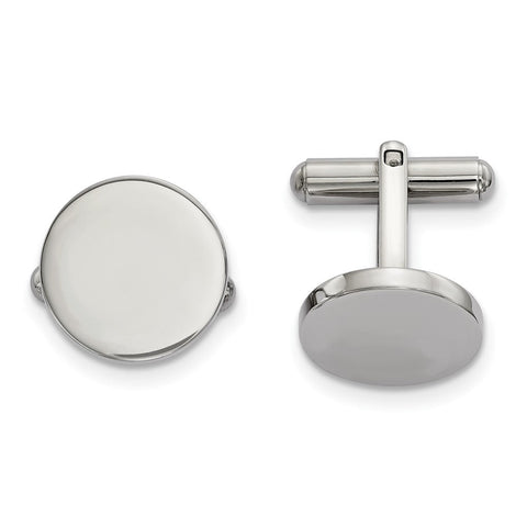 Chisel Stainless Steel Polished Circle Cufflinks
