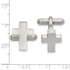 Chisel Stainless Steel Polished Cross Cufflinks - JewelryAffairs