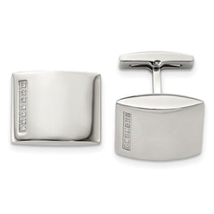Chisel Stainless Steel Polished CZ Cufflinks - JewelryAffairs