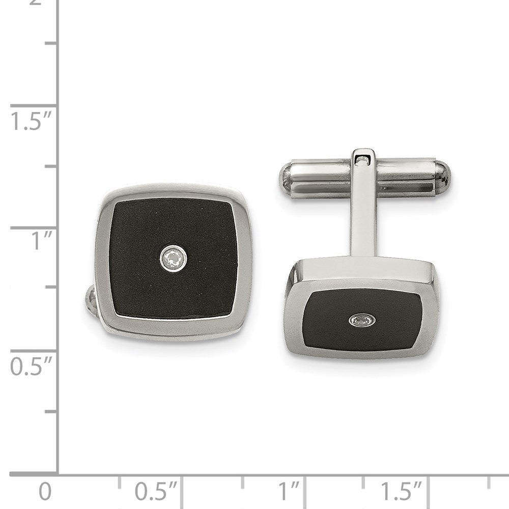 Chisel Stainless Steel Polished Enameled CZ Cufflinks - JewelryAffairs