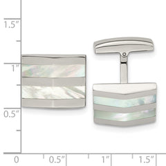 Chisel Stainless Steel Polished Mother Of Pearl Square Cufflinks - JewelryAffairs