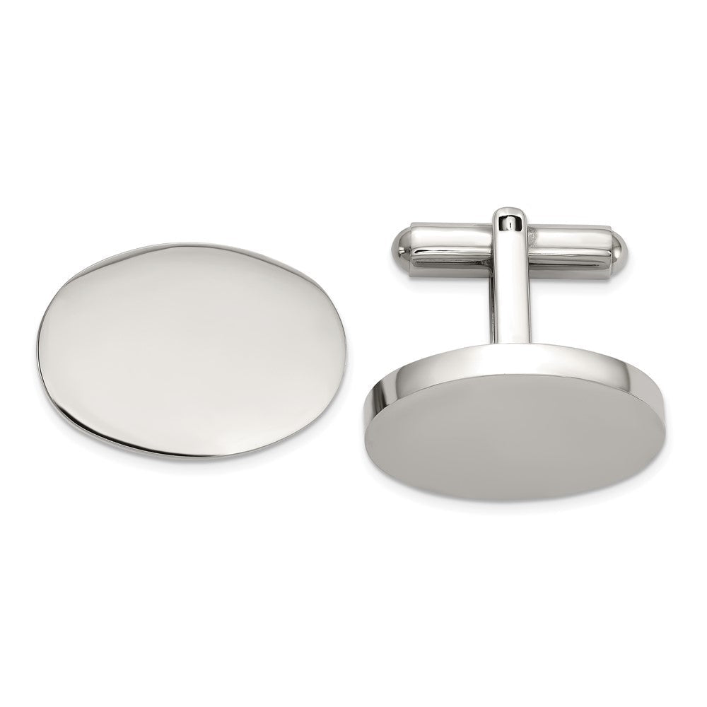 Chisel Stainless Steel Polished Oval Cuff Links - JewelryAffairs