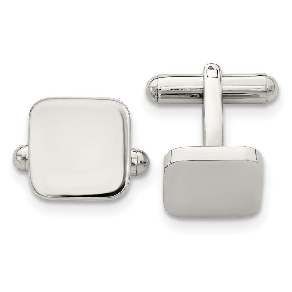 Chisel Stainless Steel Polished Rounded Square Cufflinks - JewelryAffairs