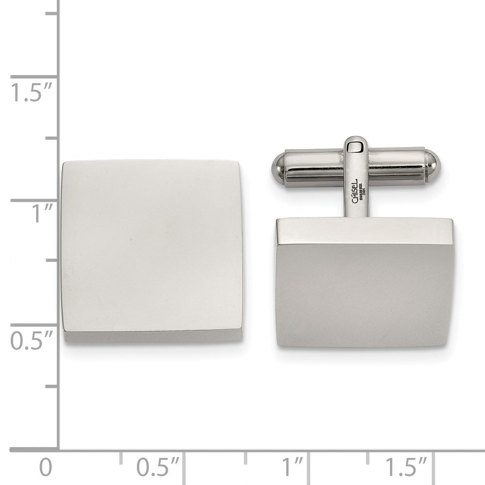 Chisel Stainless Steel Polished Square Cuff Links - JewelryAffairs