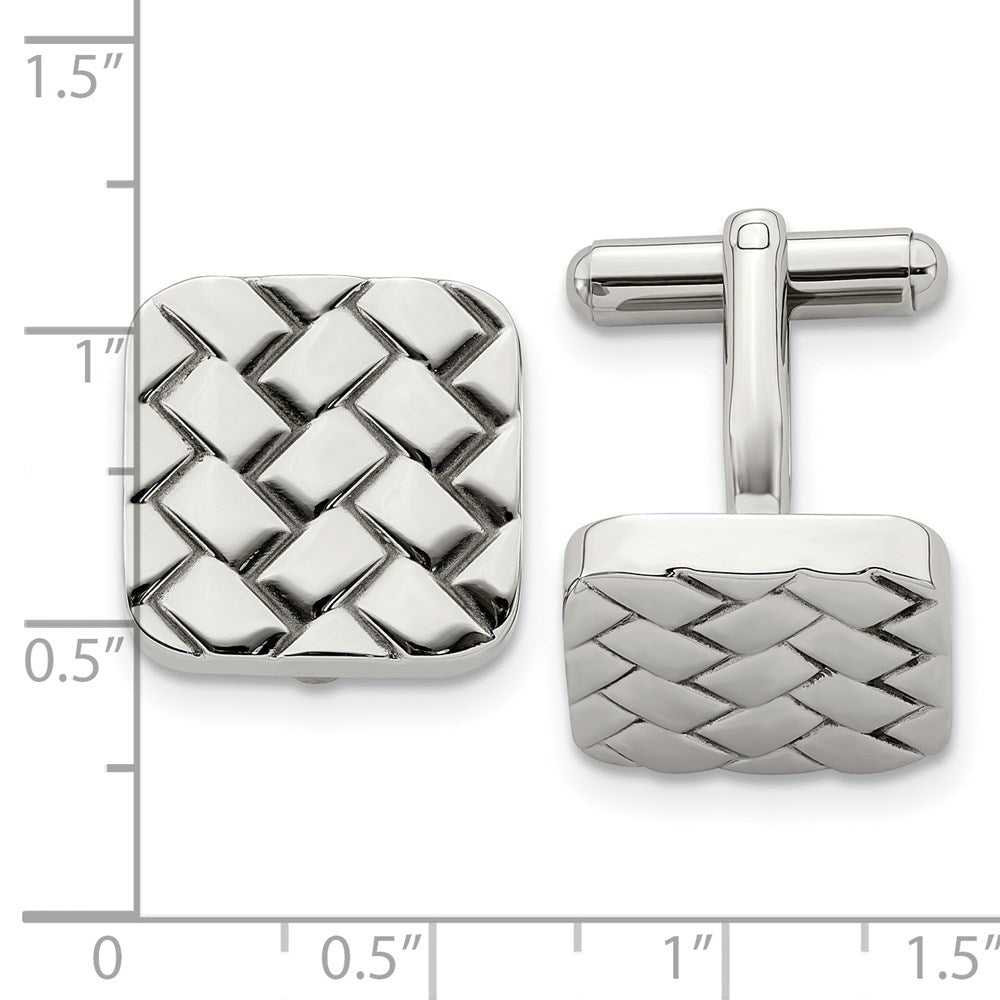 Chisel Stainless Steel Polished Weave Design Cufflinks - JewelryAffairs