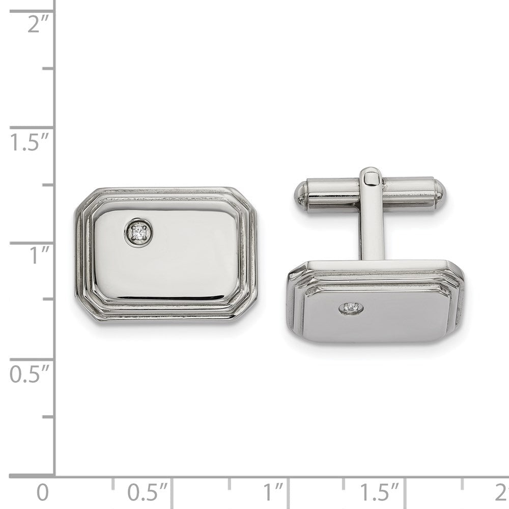 Chisel Stainless Steel Polished with CZ Cufflinks - JewelryAffairs