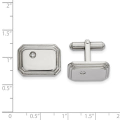 Chisel Stainless Steel Polished with CZ Cufflinks - JewelryAffairs