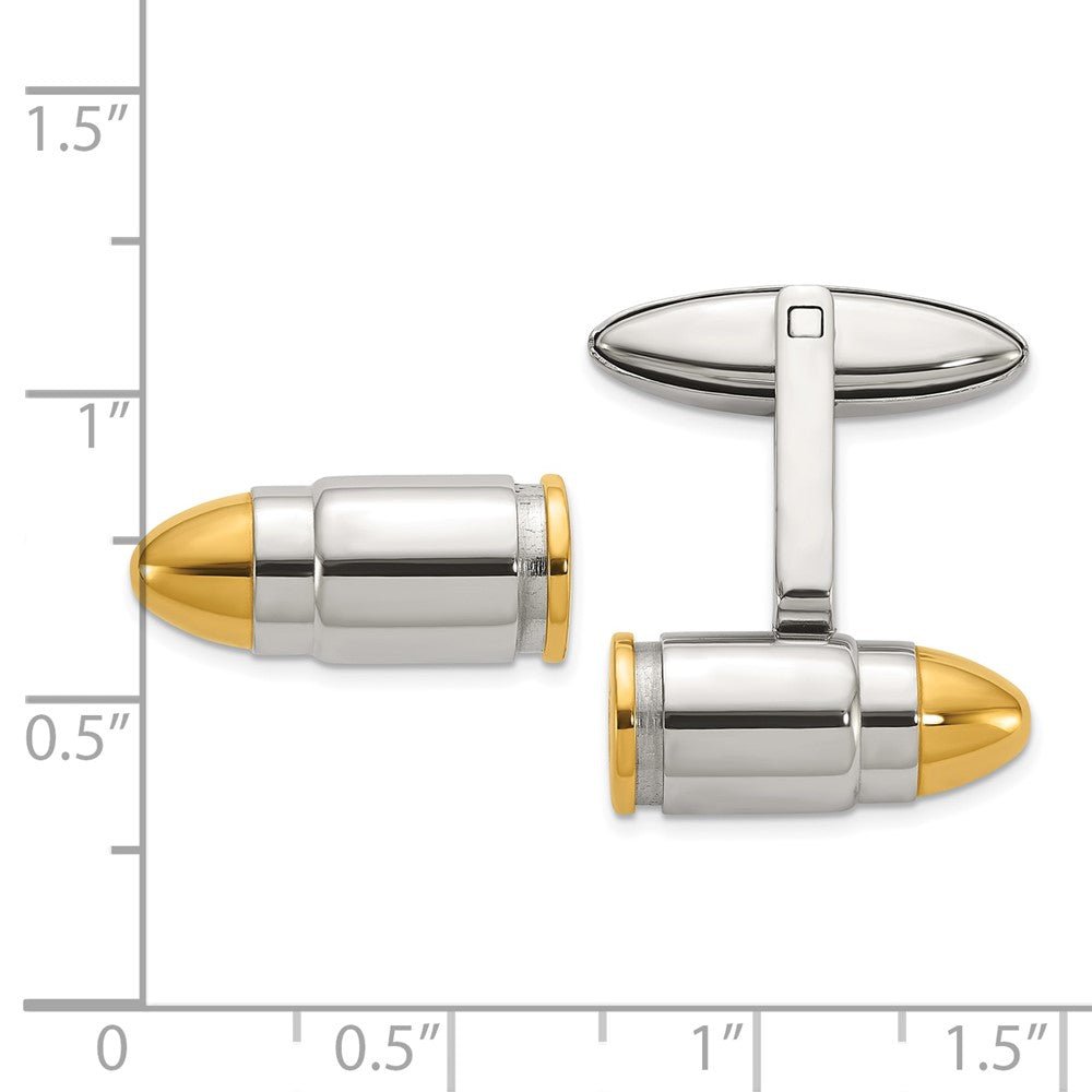 Chisel Stainless Steel Polished Yellow IP - Plated Bullet Cuff Links - JewelryAffairs