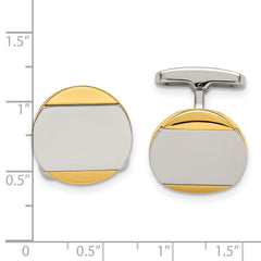 Chisel Stainless Steel Polished Yellow IP - Plated Circle Cufflinks - JewelryAffairs