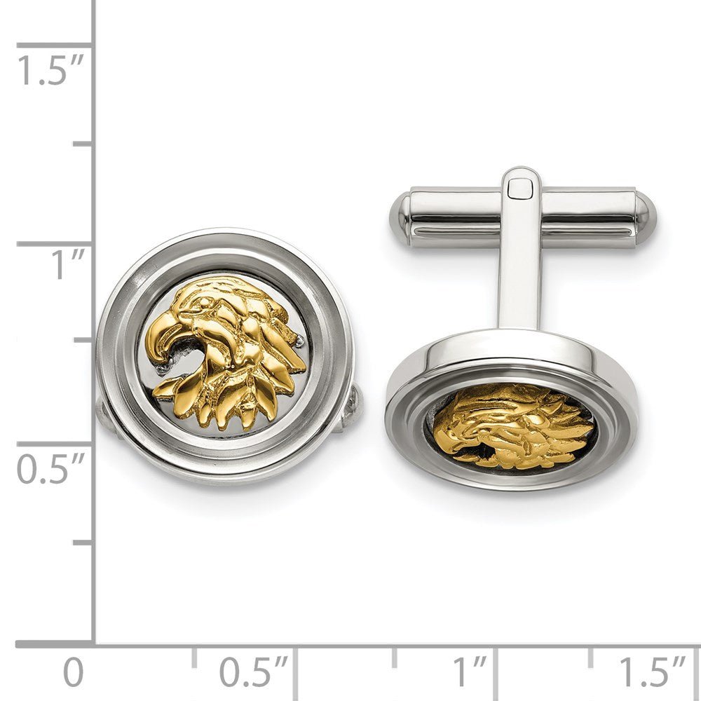 Chisel Stainless Steel Polished Yellow IP - Plated Eagle Cufflinks - JewelryAffairs