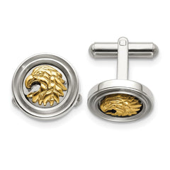 Chisel Stainless Steel Polished Yellow IP - Plated Eagle Cufflinks - JewelryAffairs