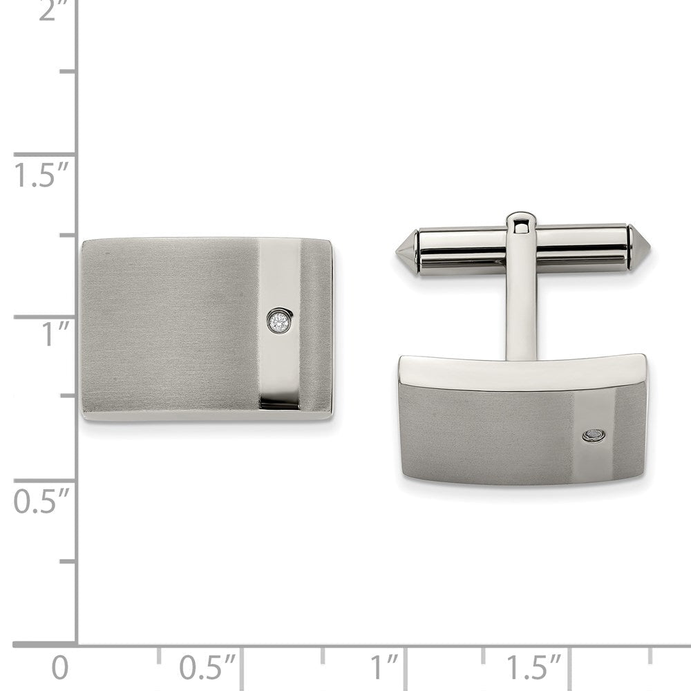 Chisel Titanium Brushed and Polished with CZ Cufflinks - JewelryAffairs