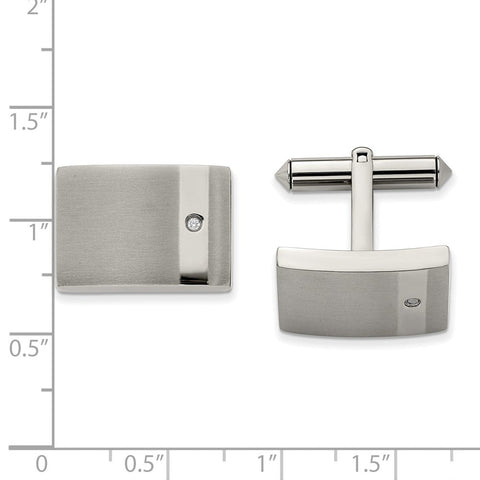 Chisel Titanium Brushed and Polished with CZ Cufflinks