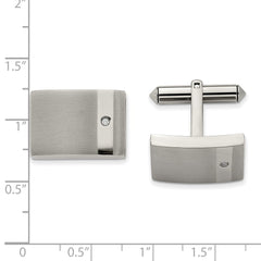 Chisel Titanium Brushed and Polished with CZ Cufflinks - JewelryAffairs