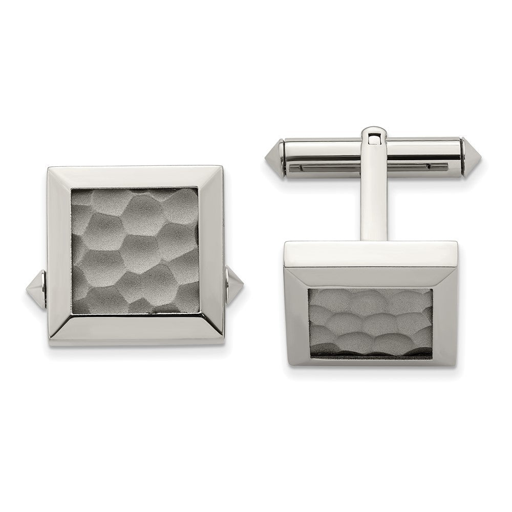 Chisel Titanium Polished and Hammered Cuff Links - JewelryAffairs
