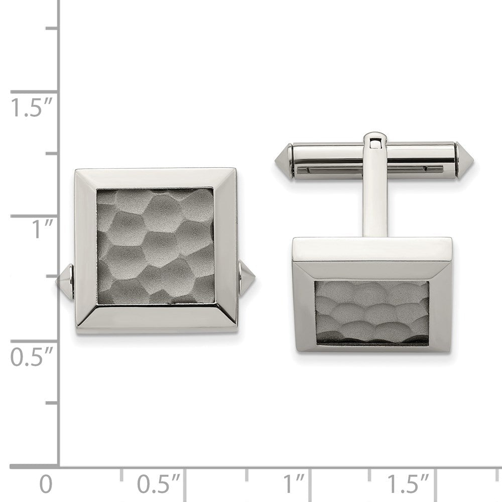 Chisel Titanium Polished and Hammered Cuff Links - JewelryAffairs