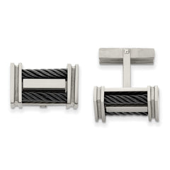 Chisel Titanium Polished Black IP - Plated Wire Cuff Links - JewelryAffairs