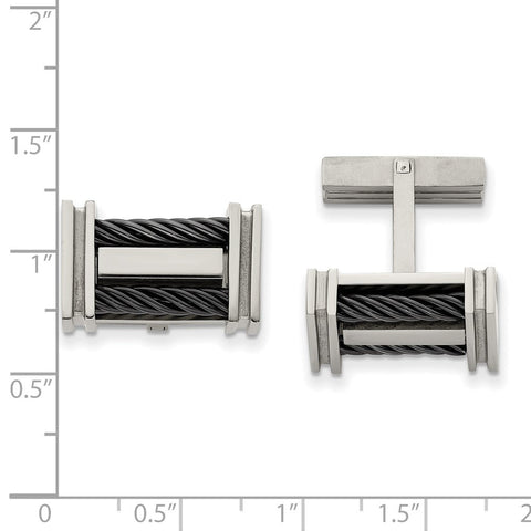 Chisel Titanium Polished Black IP-Plated Wire Cuff Links