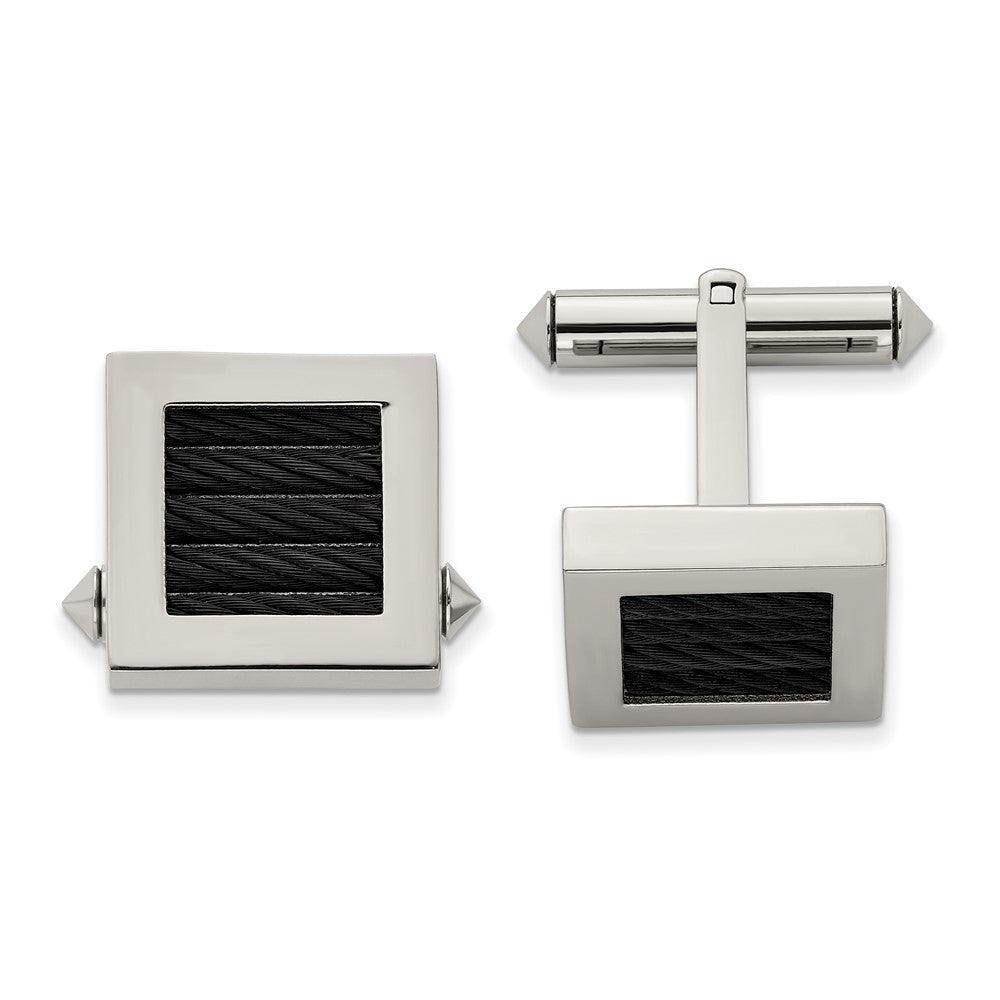 Chisel Titanium Polished Black IP - Plated Wire Cufflinks - JewelryAffairs