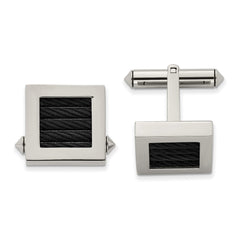 Chisel Titanium Polished Black IP - Plated Wire Cufflinks - JewelryAffairs