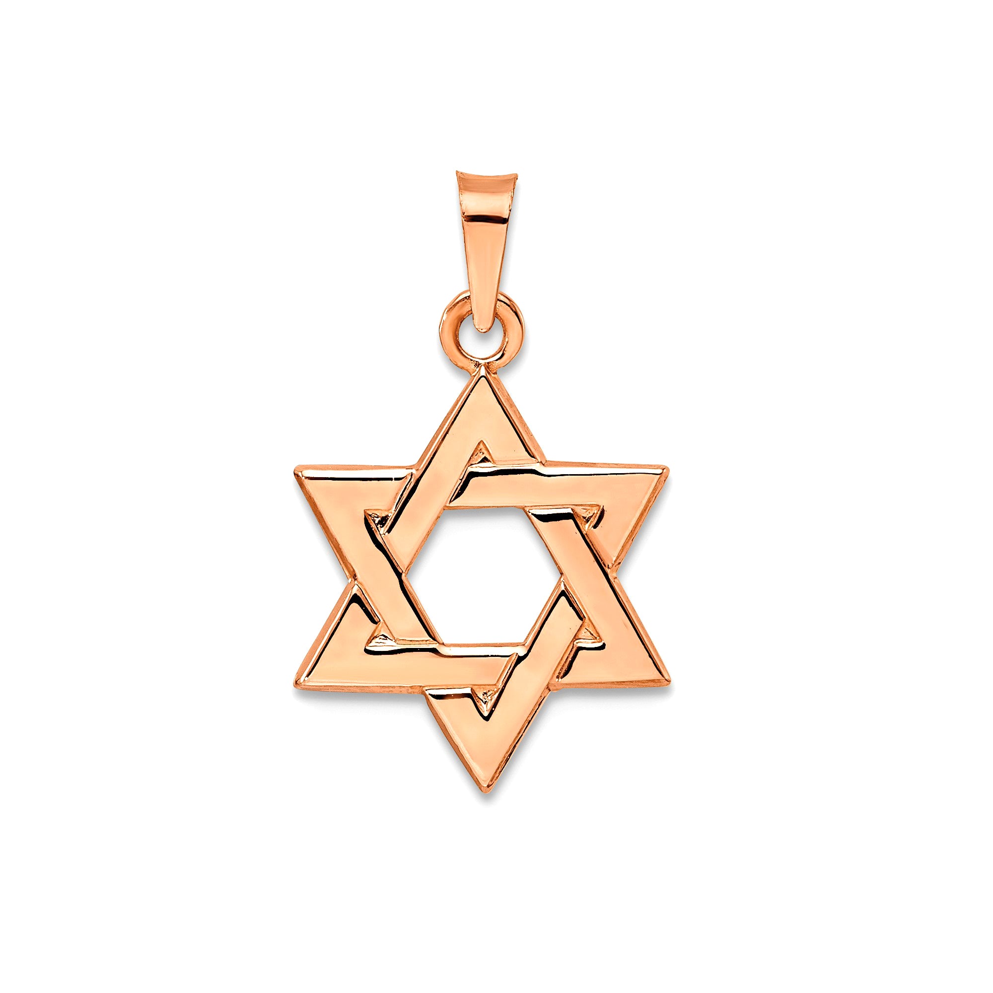 14k Real Rose Solid Gold Star Of David Charm Pendant fine designer jewelry for men and women