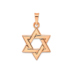 14k Real Rose Solid Gold Star Of David Charm Pendant fine designer jewelry for men and women