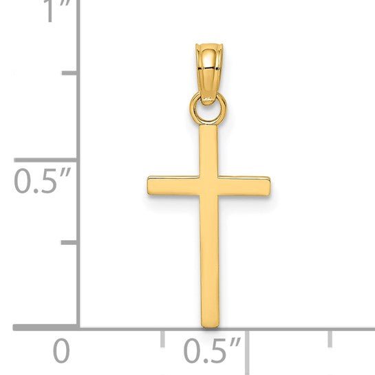 Gold Polished Cross Charm Pendant