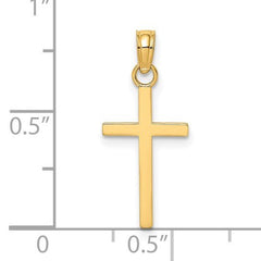 Gold Polished Cross Charm Pendant