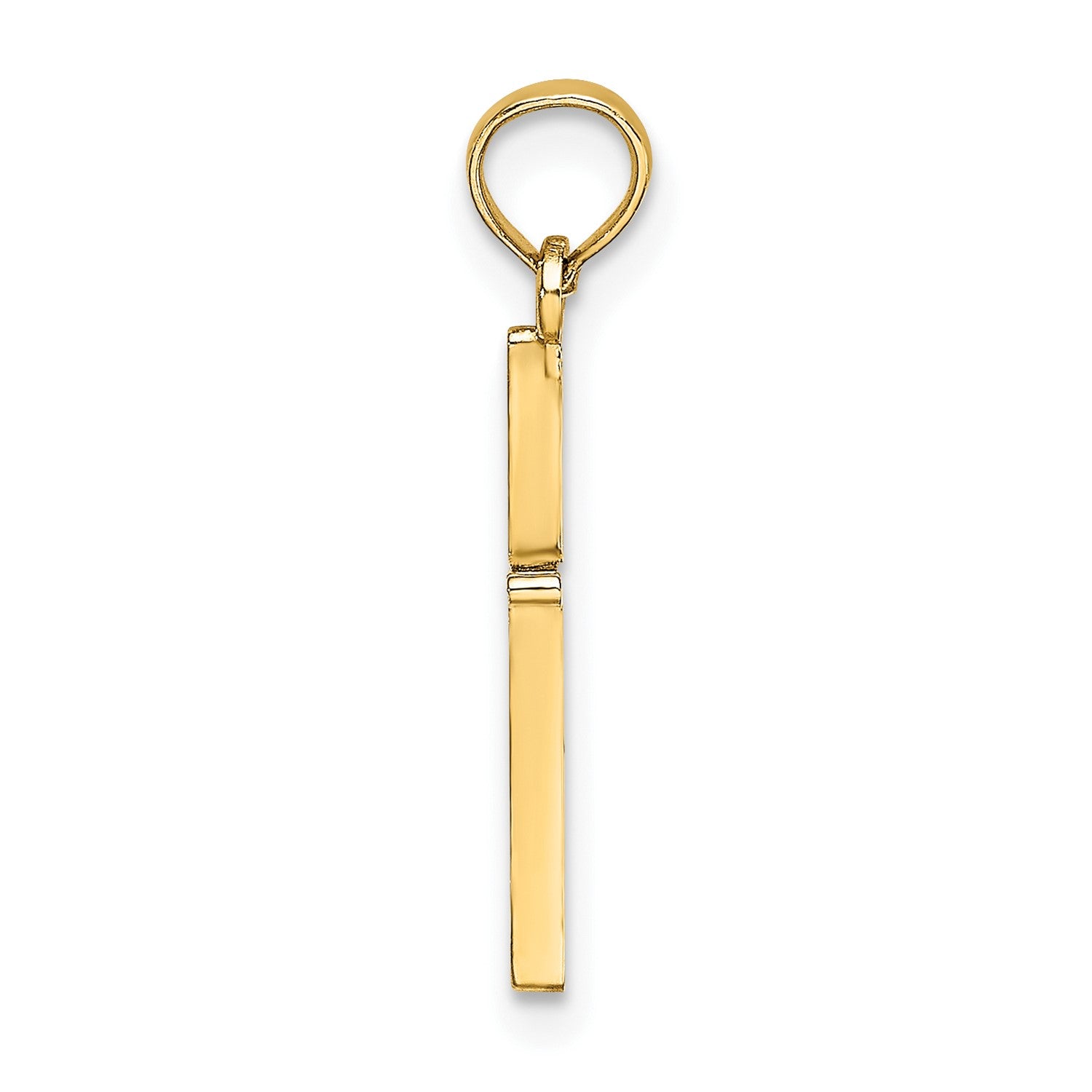 14K Real Yellow Gold Polished Cross Charm Pendant fine designer jewelry for men and women