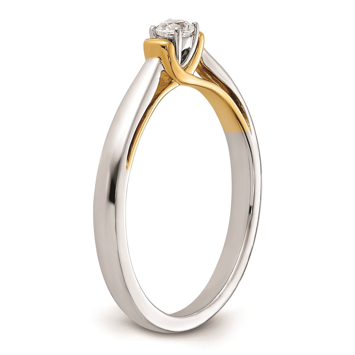 14k White and Yellow Real Gold 1/10 carat Round Diamond Promise Engagement Ring fine designer jewelry for men and women