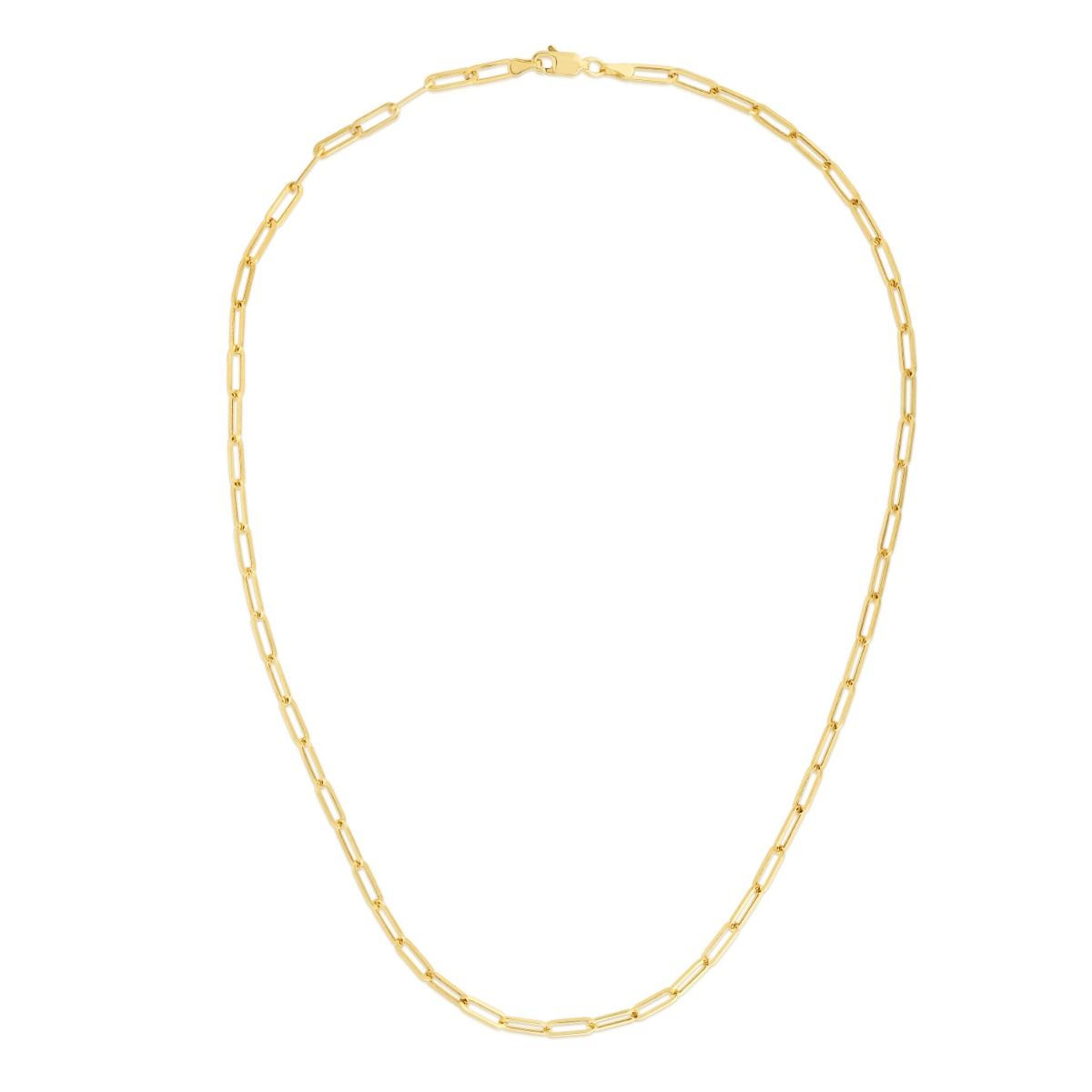 10k Yellow Gold Paperclip Chain Necklace, 3.2mm fine designer jewelry for men and women