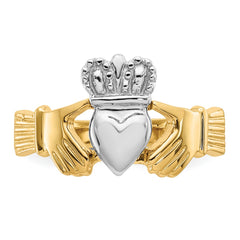 14k Two Tone Yellow and White Gold Irish Claddagh Heart Ring, Size 6 fine designer jewelry for men and women