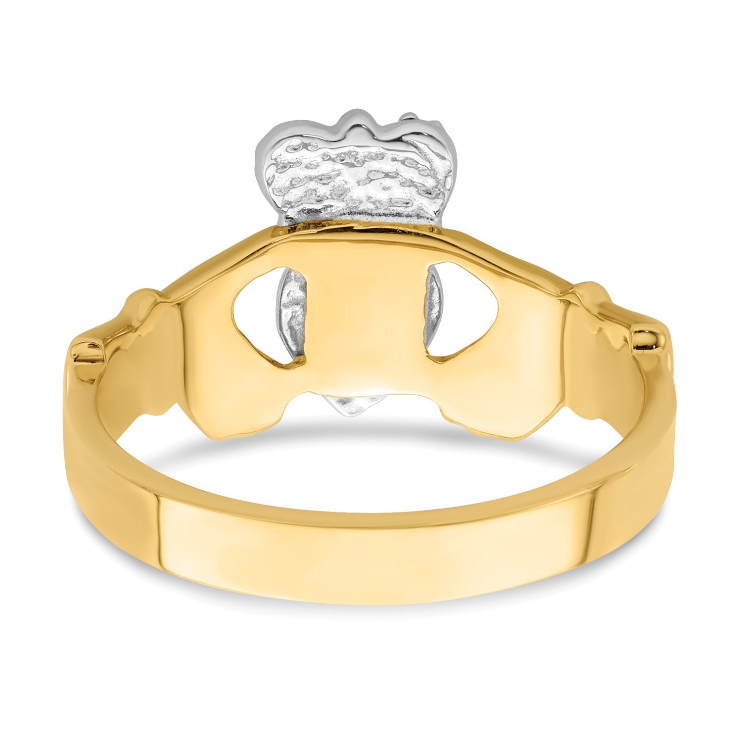 14k Two Tone Yellow and White Gold Irish Claddagh Heart Ring, Size 6 fine designer jewelry for men and women