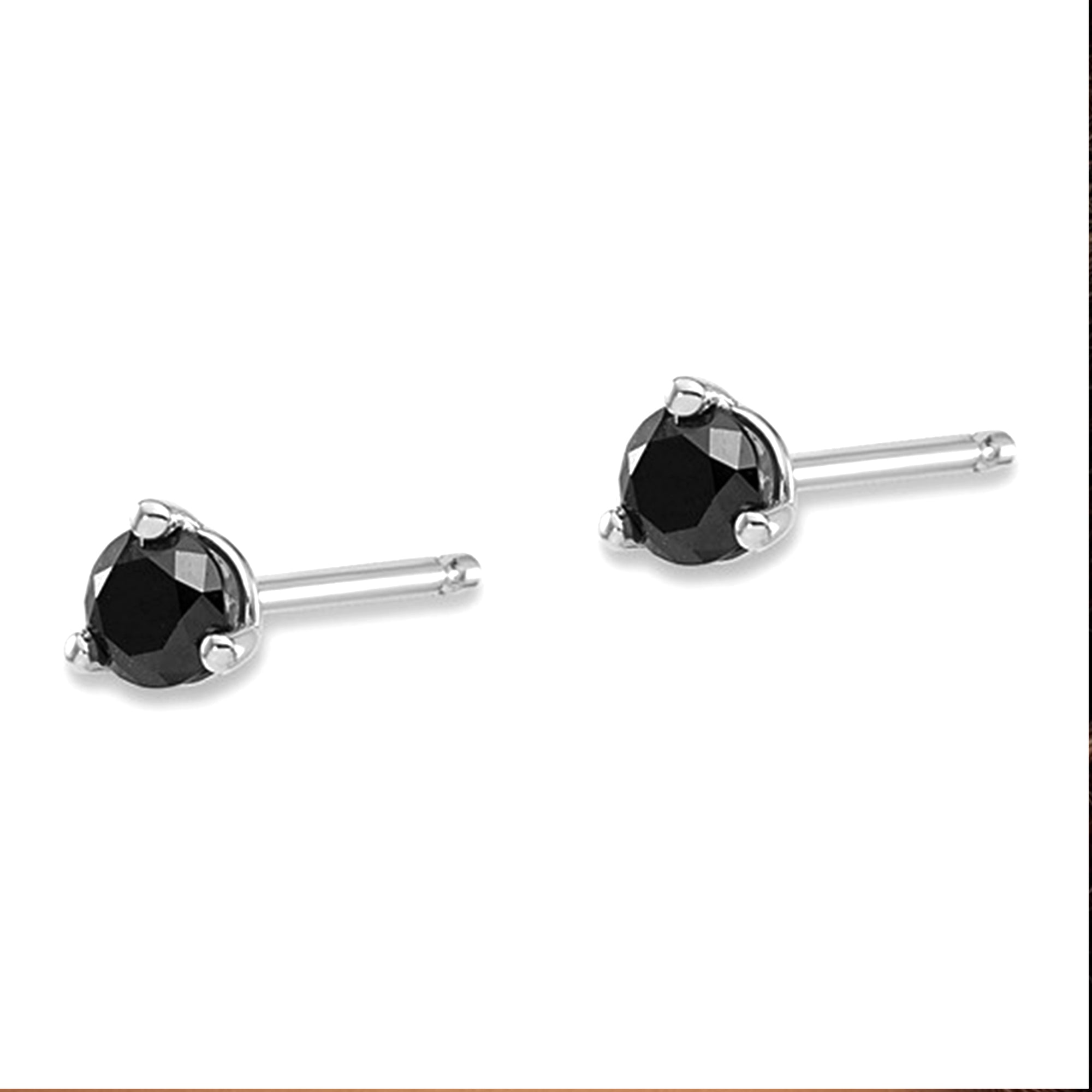 14k Real Gold .25ct Black Diamond Stud Earrings fine designer jewelry for men and women