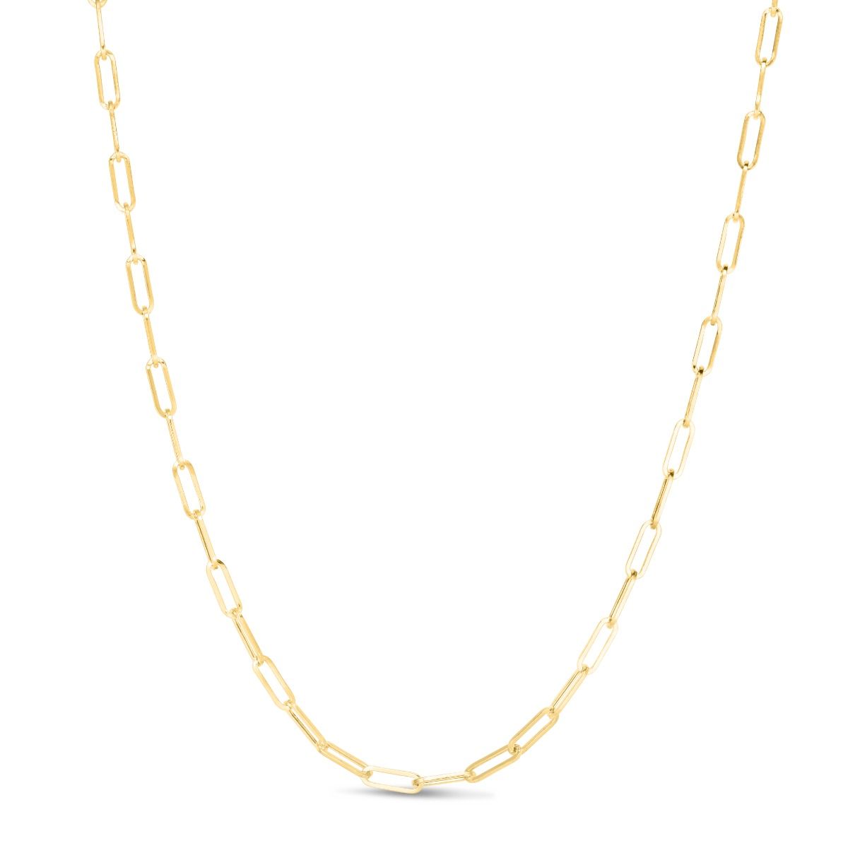 10k Yellow Gold Paperclip Chain Necklace, 3.2mm fine designer jewelry for men and women