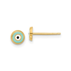 14K Yellow Gold Evil Eye Enamel Post Stud Earrings, 5mm fine designer jewelry for men and women