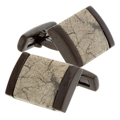 IBGoodman Stainless Steel Black IP - Plated Chalcopyrite Cuff Links - JewelryAffairs
