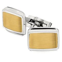 IBGoodman Stainless Steel Yellow IP - Plated Satin Finish Center Cuff Links - JewelryAffairs